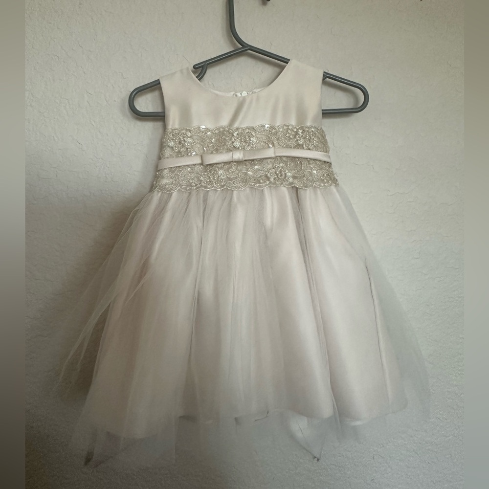 Elegant Cream Tulle Dress with champagne Accents